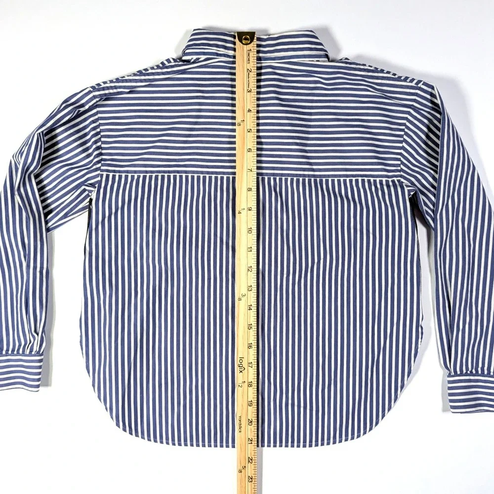 Reiss Danica Striped Cotton Shirt Blue Kids Button Down High Low Size 9-10Y